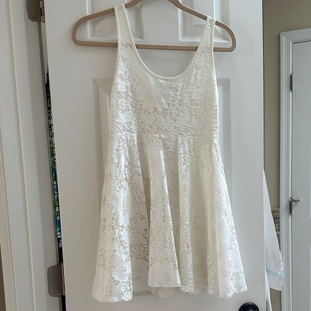 White Lace Tank mini Dress